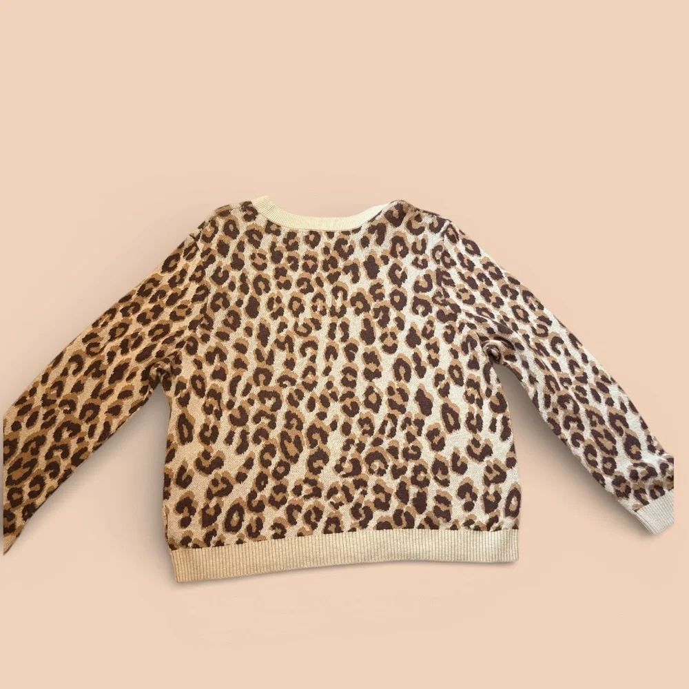 A New Day Leopard Print Knit Sweater Size L Neutral Cozy Soft Crewneck Pullover - Picture 3 of 8